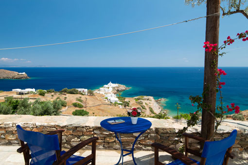 Veranda with sea view in Chryssopigi in Sifnos