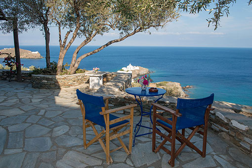 Full view of the Aegean Sea from the Roubina rooms